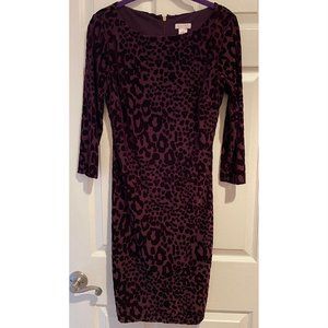 Cache Animal Print Burgundy Bodycon Mini Dress Raised Velvet - 6